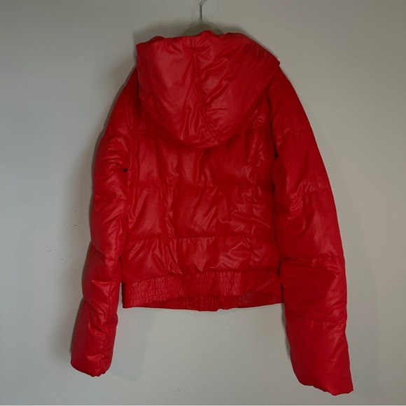 Abercrombie Fitch Kids Puffer Jacket Large Orange Hoodie Full Zip - Picture 8 of 10